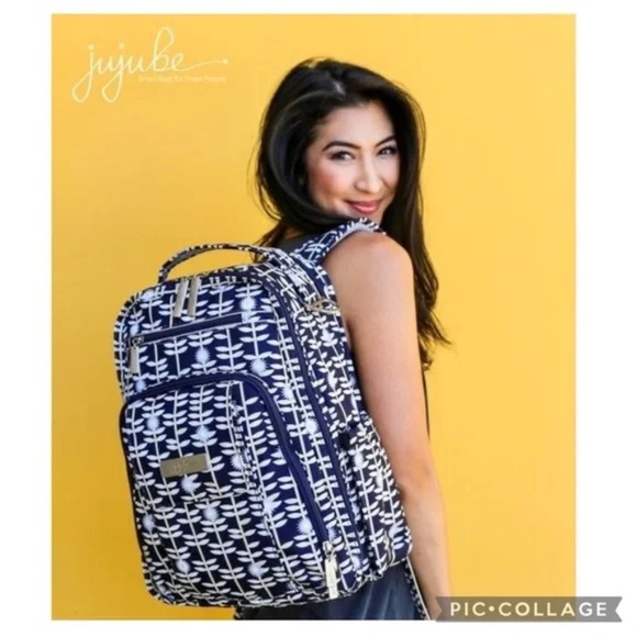Ju-Ju-Be Handbags - Ju-Ju-Be Be Right Back BRB Dandy Lines Collection Navy Floral Backpack DiaperBag